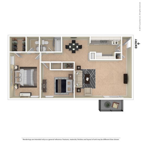 A floor plan of a house with a kitchen, living room, and bathroom.